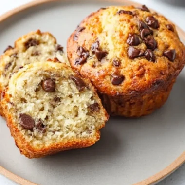 Delicious Banana Chocolate Chip Muffins fresh out of the oven