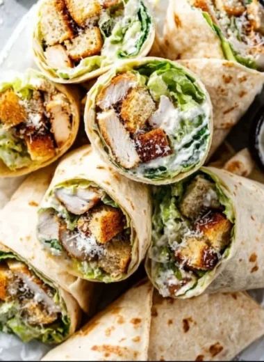 Delicious Chicken Caesar Wrap with grilled chicken and fresh ingredients