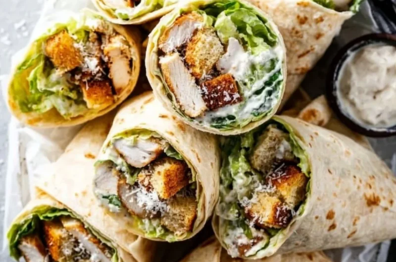 Delicious Chicken Caesar Wrap with grilled chicken and fresh ingredients