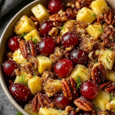 Cinnamon Apple Grape Salad with fresh ingredients and a sprinkle of cinnamon