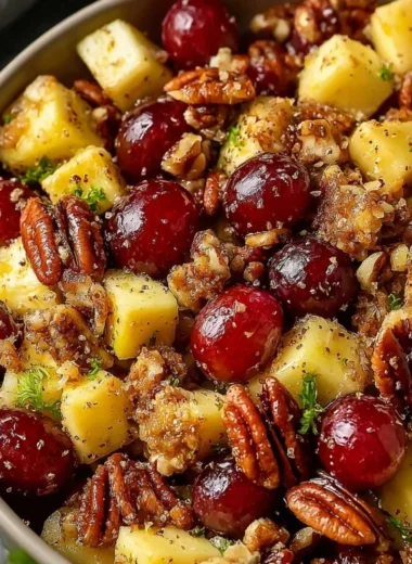 Cinnamon Apple Grape Salad with fresh ingredients and a sprinkle of cinnamon