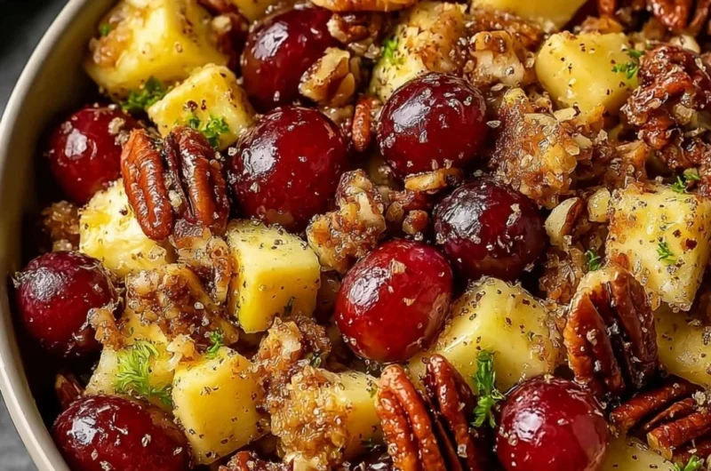 Cinnamon Apple Grape Salad with fresh ingredients and a sprinkle of cinnamon