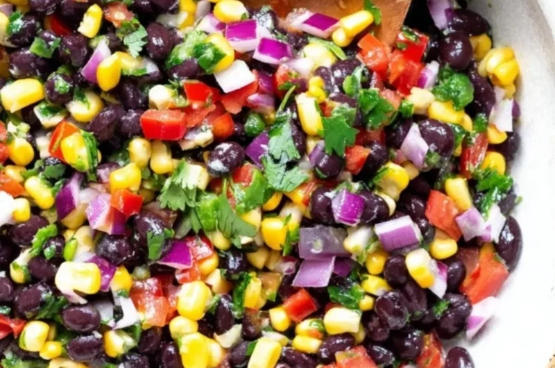 Delicious Corn and Black Bean Salad with colorful vegetables