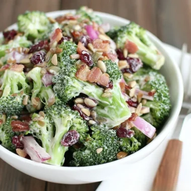 Creamy broccoli salad with fresh vegetables and a creamy dressing