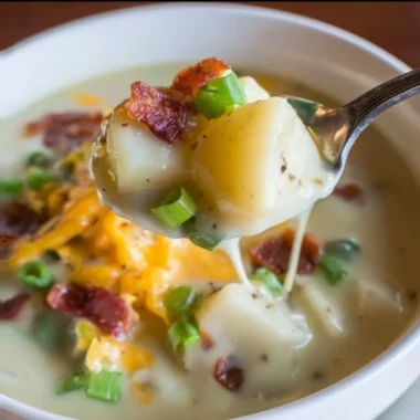 Delicious Crock Pot Loaded Baked Potato Soup with toppings
