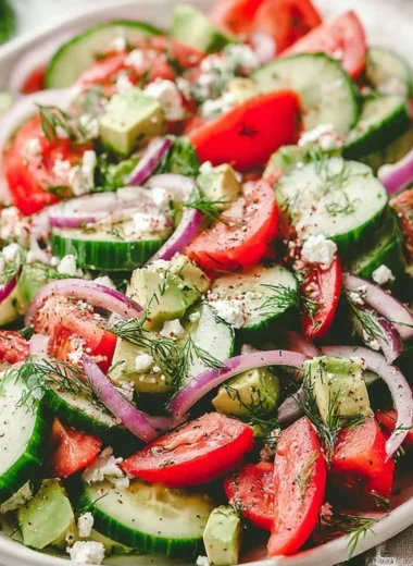 Fresh Cucumber Tomato Salad with vibrant vegetables and dressing