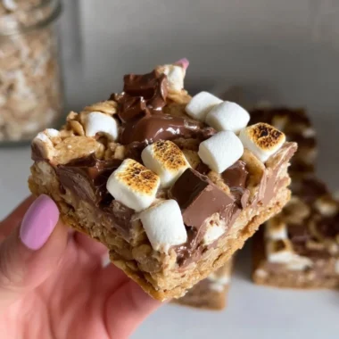 No-bake Golden Grahams S'mores Bars with marshmallows and chocolate.