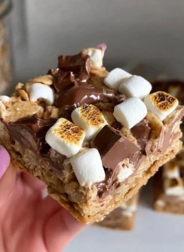 No-bake Golden Grahams S'mores Bars with marshmallows and chocolate.