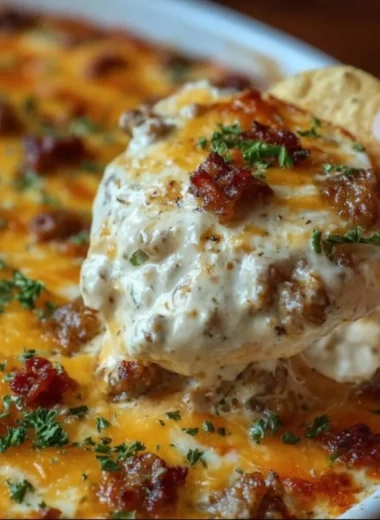 Delicious Hissy Fit Dip served in a bowl with fresh veggies and chips.