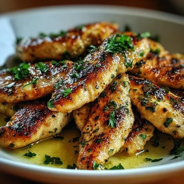 Delicious juicy Greek chicken tenders served with vibrant vegetables and sauce
