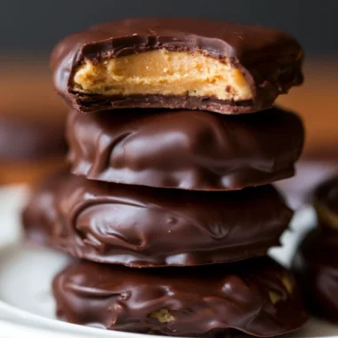 3-ingredient healthy no bake chocolate peanut butter candies on a plate