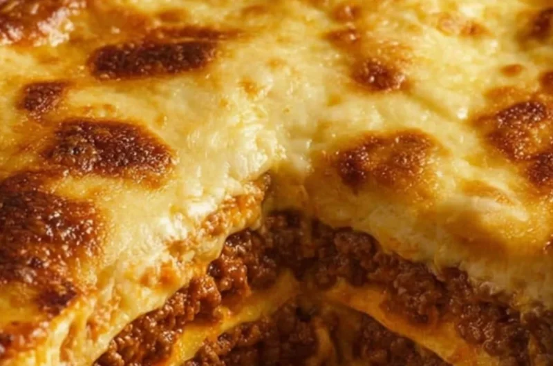 Delicious carnivore lasagna layered with meat, cheese, and rich sauce.