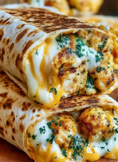 Delicious Cheesy Chicken Wrap served on a plate with fresh ingredients