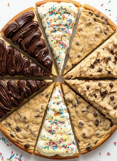 Delicious Cookie Cake for a crowd on a festive table