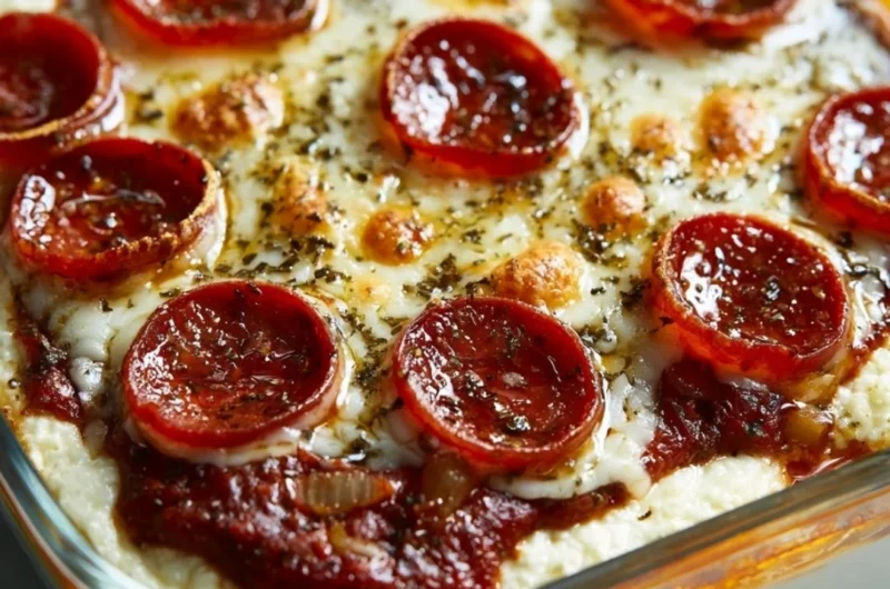 Delicious cottage cheese pizza bowl topped with fresh ingredients