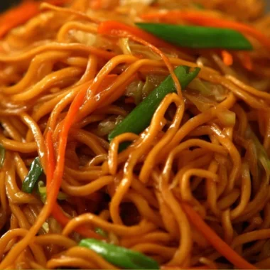 Bowl of delicious homemade Chow Mein with vegetables and noodles