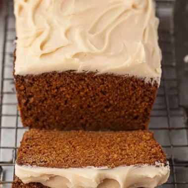 Delicious gingerbread loaf with a rich, spiced aroma and decorative icing