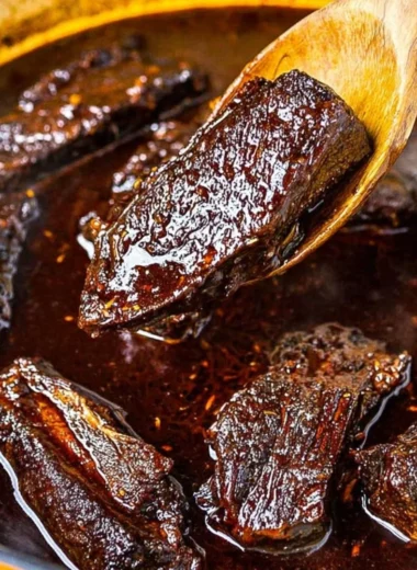 Korean braised short ribs served with garnishes and rice