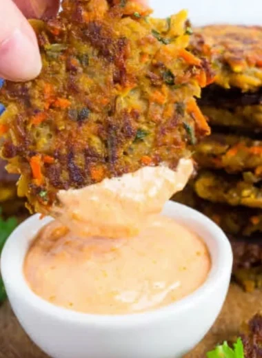 Crispy potato fritters with red lentils served on a plate