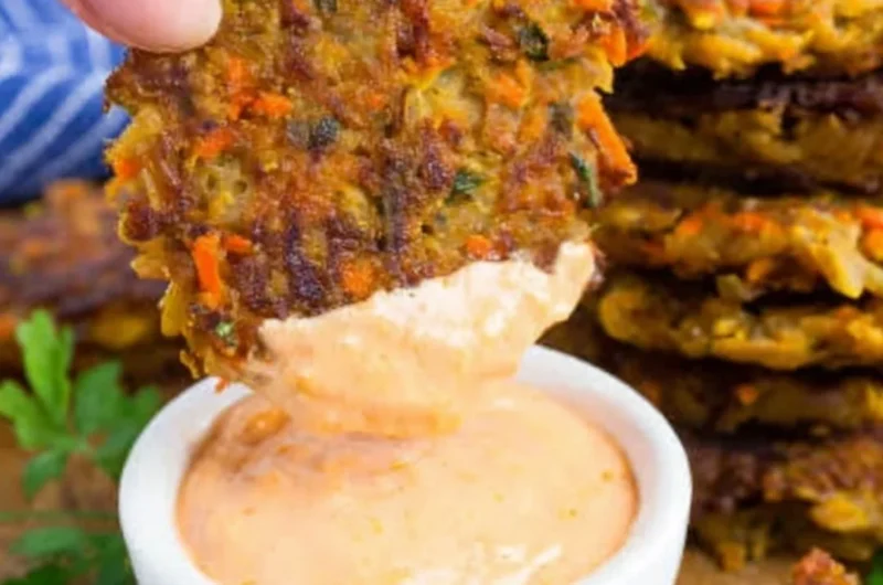 Crispy potato fritters with red lentils served on a plate
