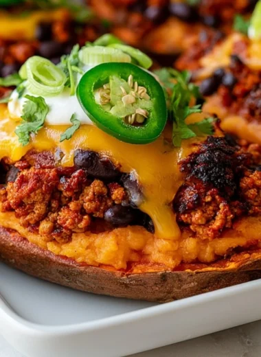 Protein loaded sweet potato boats topped with tasty ingredients