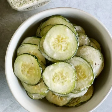 Healthy Ranch Cucumber Chips snack in a bowl
