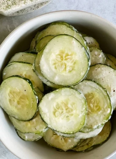 Healthy Ranch Cucumber Chips snack in a bowl