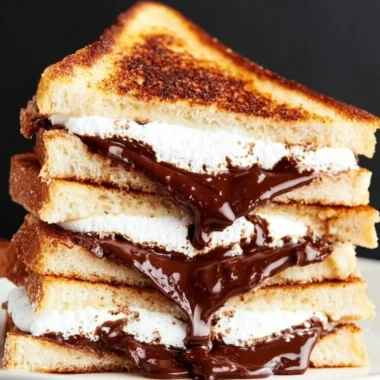 Delicious S'mores Grilled Cheese sandwich with chocolate and marshmallows