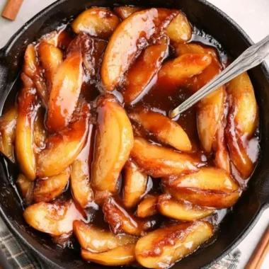 Delicious Southern fried apples served in a bowl with cinnamon and sugar
