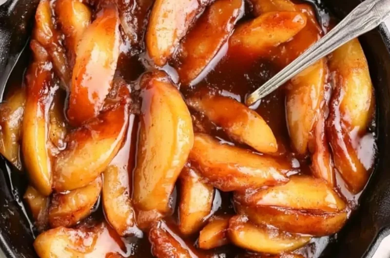 Delicious Southern fried apples served in a bowl with cinnamon and sugar