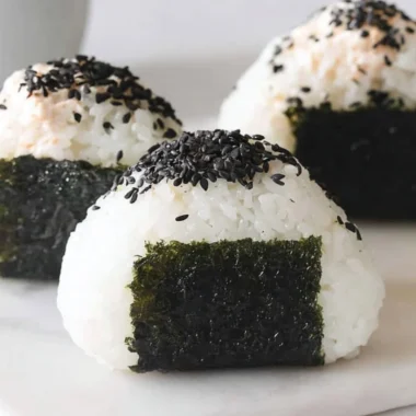 Spicy Tuna Rice Ball garnished with green onions