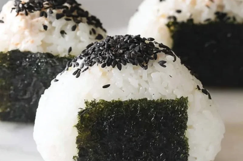 Spicy Tuna Rice Ball garnished with green onions