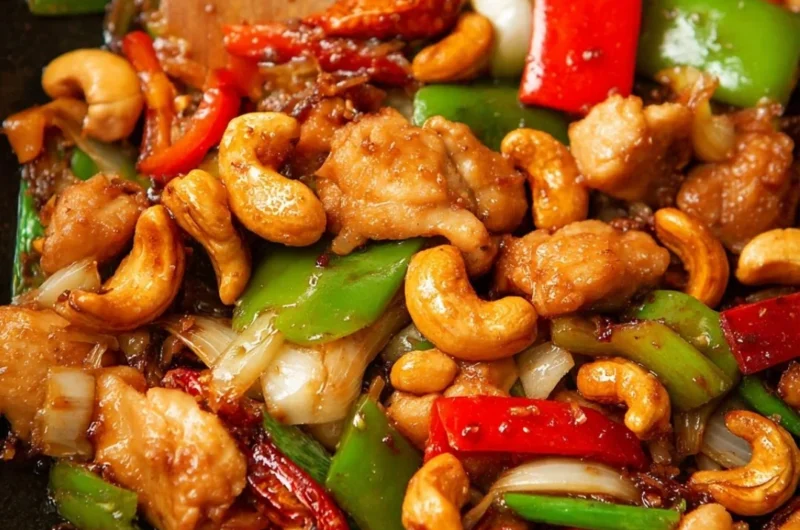 Delicious Thai Cashew Chicken with tender chicken and crunchy cashews