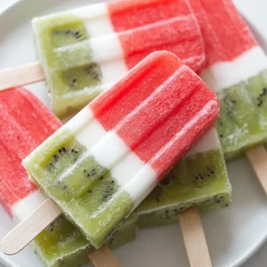 Refreshing watermelon popsicles served on a wooden stick, perfect summer treat