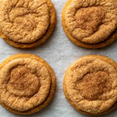 Freshly baked chewy pumpkin cookies on a cooling rack