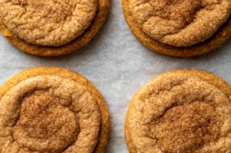 Freshly baked chewy pumpkin cookies on a cooling rack
