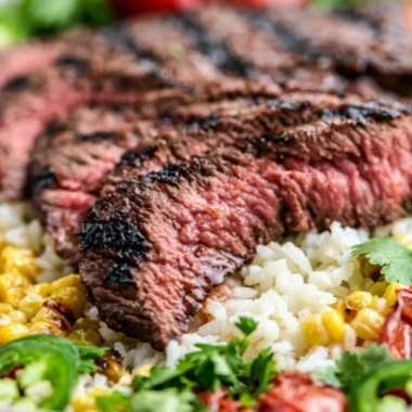 Creamy and delicious steak bowl with tender beef and fresh vegetables