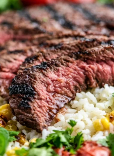 Creamy and delicious steak bowl with tender beef and fresh vegetables