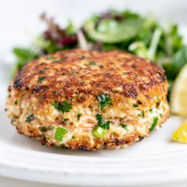 Delicious low carb salmon patties served on a plate