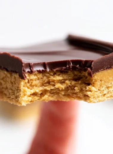 Delicious Lunch Lady Peanut Butter Bars topped with chocolate and a crunchy texture.