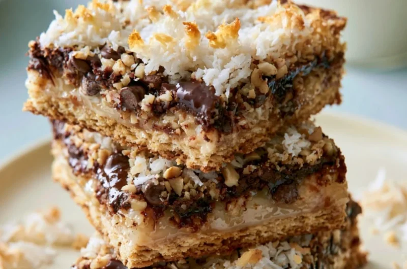 Delicious Magic Cookie Bars loaded with chocolate, coconut, and nuts