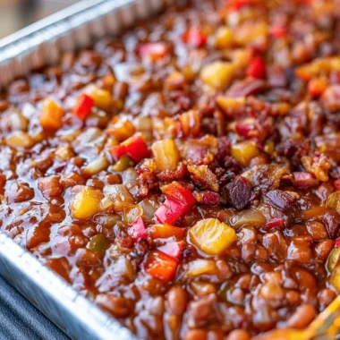 Delicious Smoked BBQ Beans in a rustic bowl, perfect for summer grilling