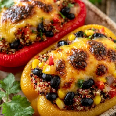 Delicious stuffed bell peppers filled with veggies and protein for a healthy meal.