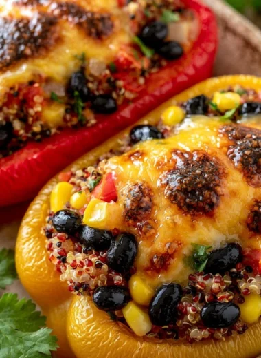 Delicious stuffed bell peppers filled with veggies and protein for a healthy meal.