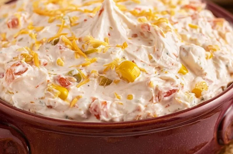 Creamy Rotel Ranch Dip for summer snacks and pool party appetizers