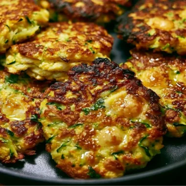 Crispy zucchini fritters served with dipping sauce on a plate