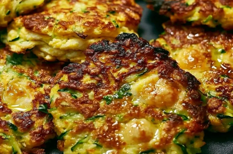 Crispy zucchini fritters served with dipping sauce on a plate