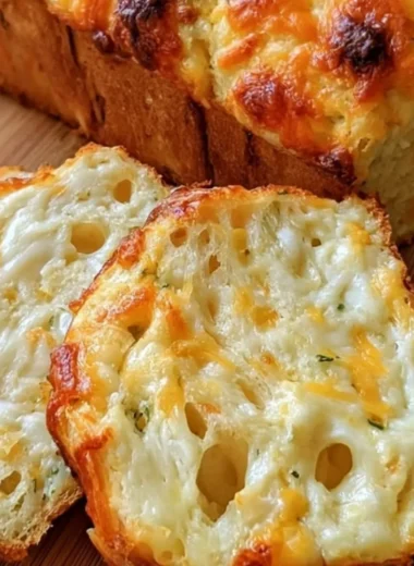 Freshly baked Cheese Bread with melted cheese and golden crust