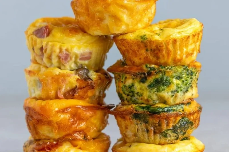 Healthy breakfast egg muffins filled with vegetables and protein.