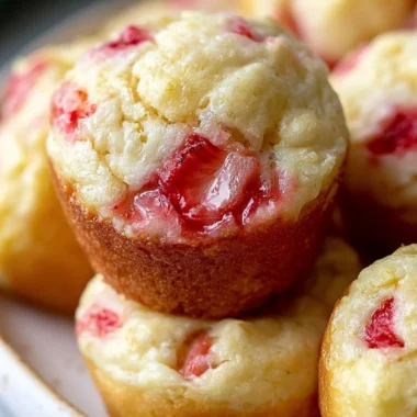 Strawberry Greek yogurt mini muffins on a plate